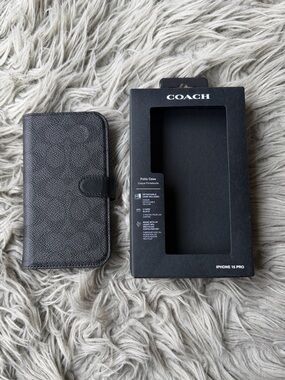 COACH Black Folio Wallet Phone Case by Casemate for iPhone 15 Pro-BRAND NEW